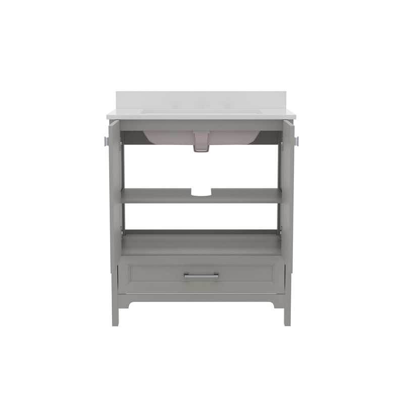 30 Inch Bathroom Vanity with Undermount Sink Cabinet and Drawer in Gray