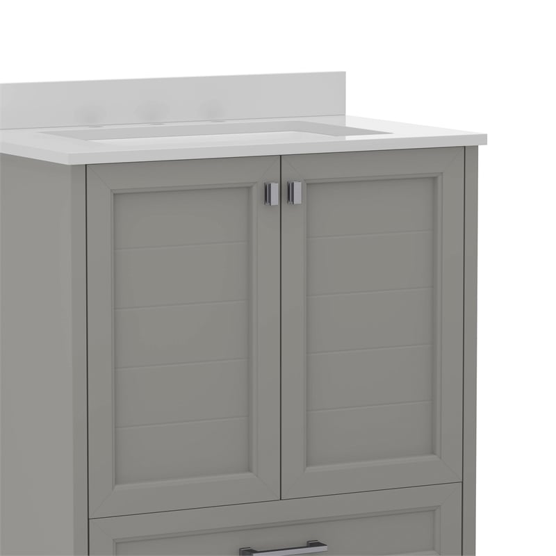 30 Inch Bathroom Vanity with Undermount Sink Cabinet and Drawer in Gray