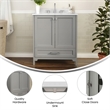 30 Inch Bathroom Vanity with Undermount Sink Cabinet and Drawer in Gray