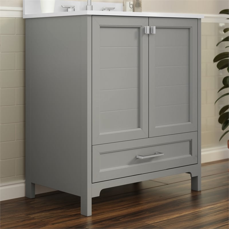 30 Inch Bathroom Vanity with Undermount Sink Cabinet and Drawer in Gray