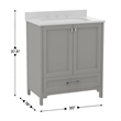 30 Inch Bathroom Vanity with Undermount Sink Cabinet and Drawer in Gray