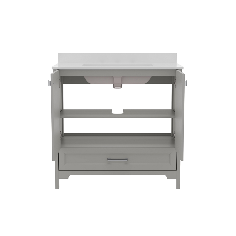 36 Inch Bathroom Vanity with Undermount Sink Cabinet and Drawer in Gray