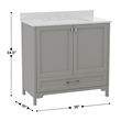 36 Inch Bathroom Vanity with Undermount Sink Cabinet and Drawer in Gray