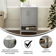 24 Inch Bathroom Vanity with Undermount Sink and Open Storage Shelf in Gray