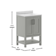 24 Inch Bathroom Vanity with Undermount Sink and Open Storage Shelf in Gray