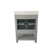 24 Inch Bathroom Vanity with Undermount Sink and Open Storage Shelf in Gray