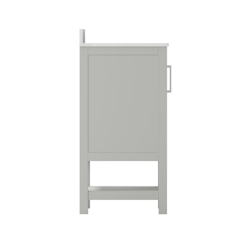 24 Inch Bathroom Vanity with Undermount Sink and Open Storage Shelf in Gray