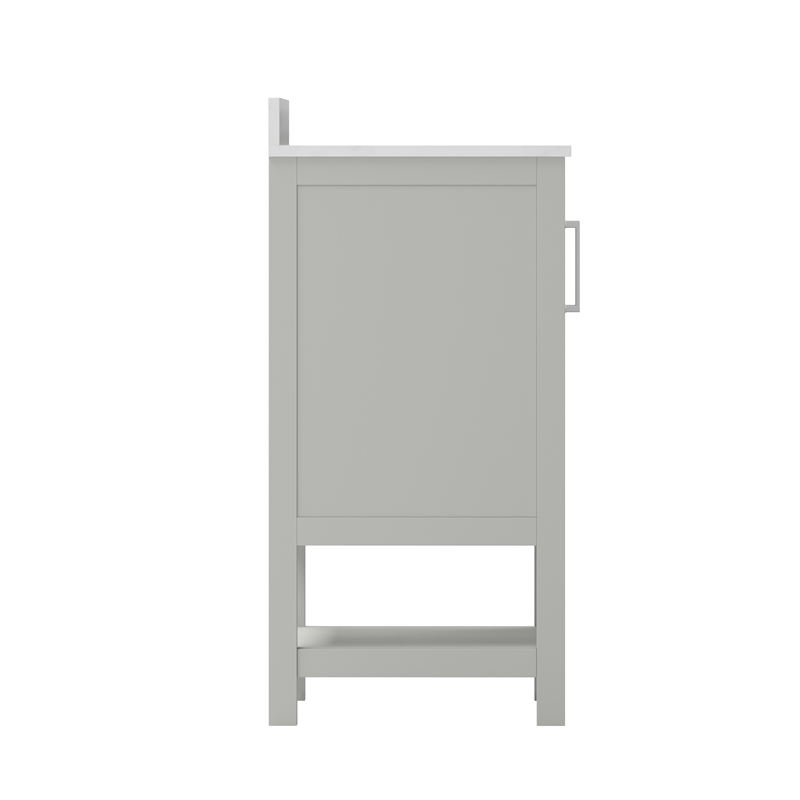 30 Inch Bathroom Vanity with Undermount Sink and Open Storage Shelf in Gray
