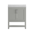 30 Inch Bathroom Vanity with Undermount Sink and Open Storage Shelf in Gray