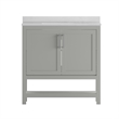 36 Inch Bathroom Vanity with Undermount Sink and Open Storage Shelf in Gray