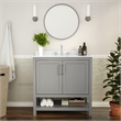 36 Inch Bathroom Vanity with Undermount Sink and Open Storage Shelf in Gray