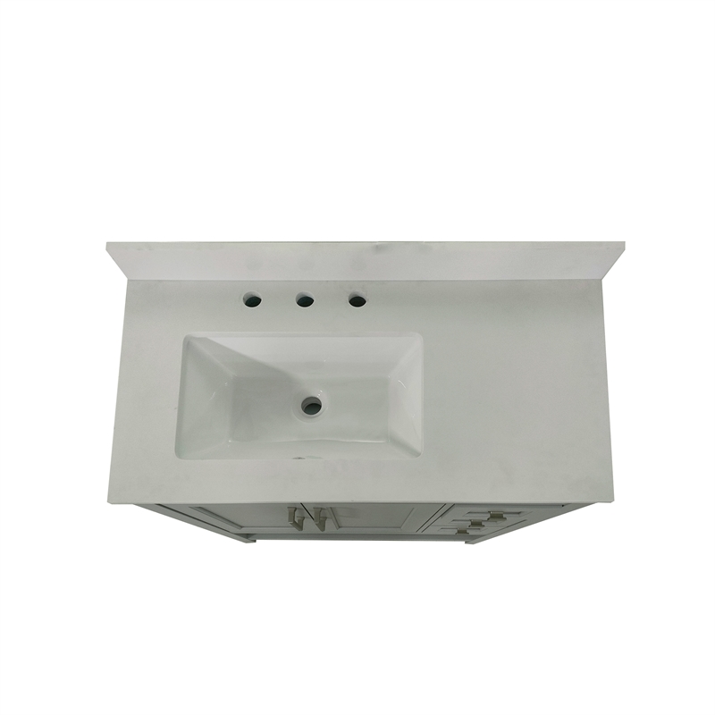 36 Inch Bathroom Vanity with Sink Open Storage and Storage Drawers in Gray
