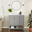 36 Inch Bathroom Vanity with Sink Open Storage and Storage Drawers in Gray