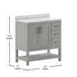 36 Inch Bathroom Vanity with Sink Open Storage and Storage Drawers in Gray