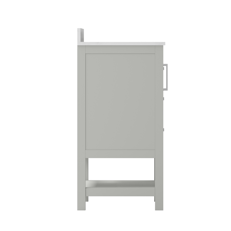 36 Inch Bathroom Vanity with Sink Open Storage and Storage Drawers in Gray