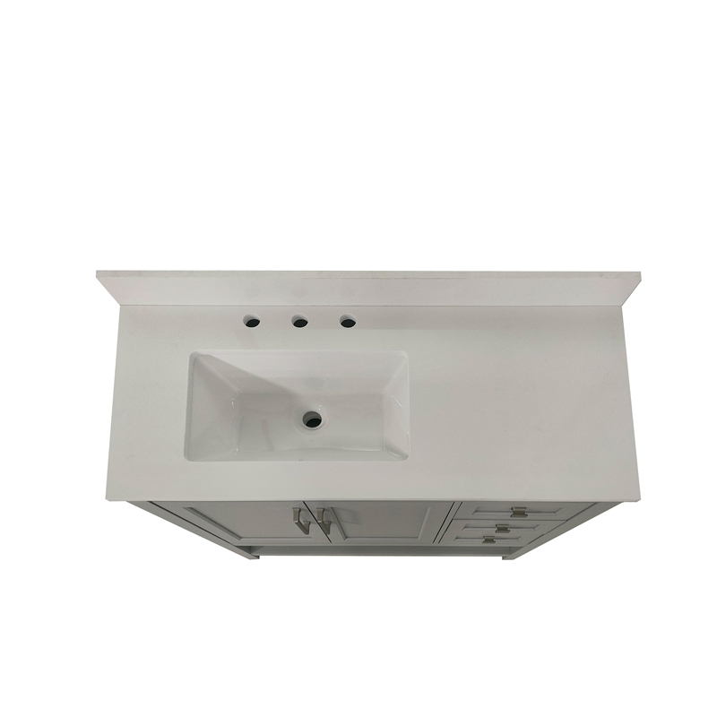 42 Inch Bathroom Vanity with Sink Open Storage and Storage Drawers in Gray