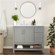 42 Inch Bathroom Vanity with Sink Open Storage and Storage Drawers in Gray
