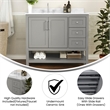 42 Inch Bathroom Vanity with Sink Open Storage and Storage Drawers in Gray