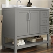 42 Inch Bathroom Vanity with Sink Open Storage and Storage Drawers in Gray