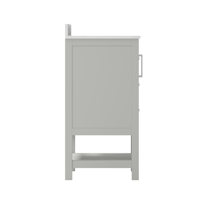 42 Inch Bathroom Vanity with Sink Open Storage and Storage Drawers in Gray