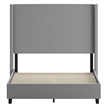 Full Size Upholstered Platform Bed with Channel Stitched Headboard in Gray