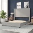 Queen Size Upholstered Platform Bed with Channel Stitched Headboard in Gray