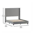Queen Size Upholstered Platform Bed with Channel Stitched Headboard in Gray