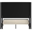 Queen Size Upholstered Platform Bed with Channel Stitched Headboard in Gray