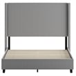 Queen Size Upholstered Platform Bed with Channel Stitched Headboard in Gray