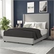 Queen Size Upholstered Platform Bed with Channel Stitched Headboard in Gray