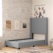 Twin Size Upholstered Platform Bed with Channel Stitched Headboard in Gray