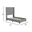 Twin Size Upholstered Platform Bed with Channel Stitched Headboard in Gray