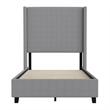 Twin Size Upholstered Platform Bed with Channel Stitched Headboard in Gray