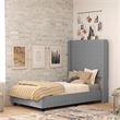 Twin Size Upholstered Platform Bed with Channel Stitched Headboard in Gray