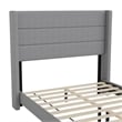 Full Size Upholstered Platform Bed with Wingback Headboard-Gray Faux Linen