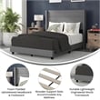 Full Size Upholstered Platform Bed with Wingback Headboard-Gray Faux Linen
