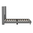 Full Size Upholstered Platform Bed with Wingback Headboard-Gray Faux Linen