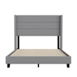 Full Size Upholstered Platform Bed with Wingback Headboard-Gray Faux Linen