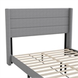 Queen Size Upholstered Platform Bed with Wingback Headboard-Gray Faux Linen