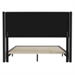 Queen Size Upholstered Platform Bed with Wingback Headboard-Gray Faux Linen