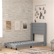 Twin Size Upholstered Platform Bed with Wingback Headboard-Gray Faux Linen