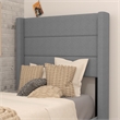 Twin Size Upholstered Platform Bed with Wingback Headboard-Gray Faux Linen