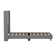 Twin Size Upholstered Platform Bed with Wingback Headboard-Gray Faux Linen