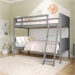 Twin Over Twin Convertible Slatted Solid Wood Bunk Bed Frame for Kids in Gray