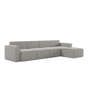 Contemporary 5 Piece Modular Sectional Sofa with Ottoman in Gray Fabric