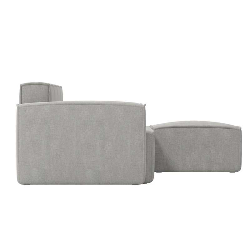 Contemporary 5 Piece Modular Sectional Sofa with Ottoman in Gray Fabric