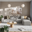 Contemporary 5 Piece Modular Sectional Sofa with Ottoman in Gray Fabric
