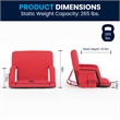 Extra Wide Red Reclining Backpack Stadium Chair with Armrests & Storge Pockets