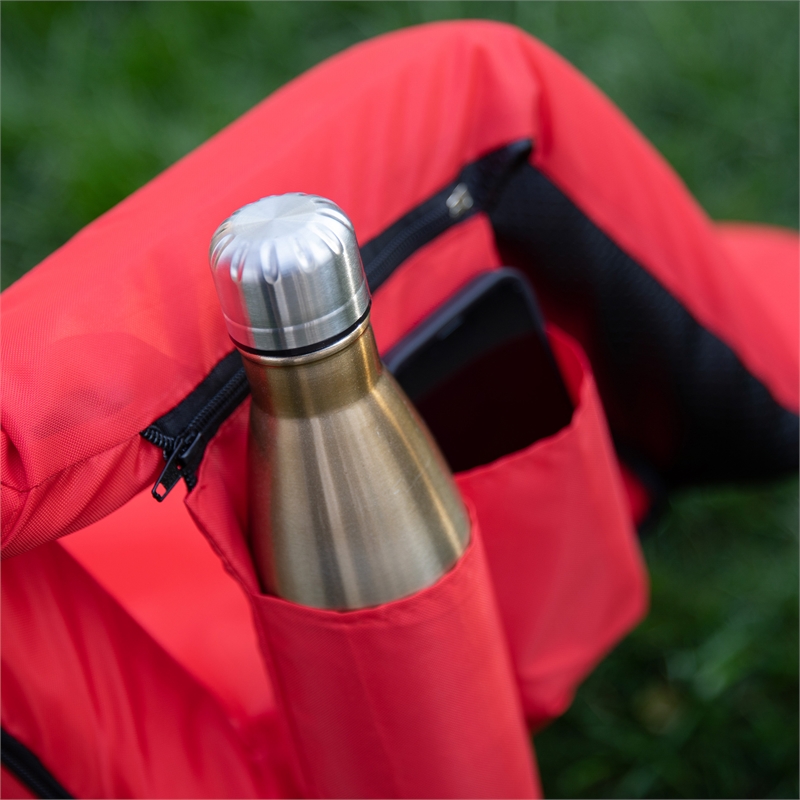 Backpack Reclining Padded Stadium Chairs with Armrests & Storge Pockets in Red
