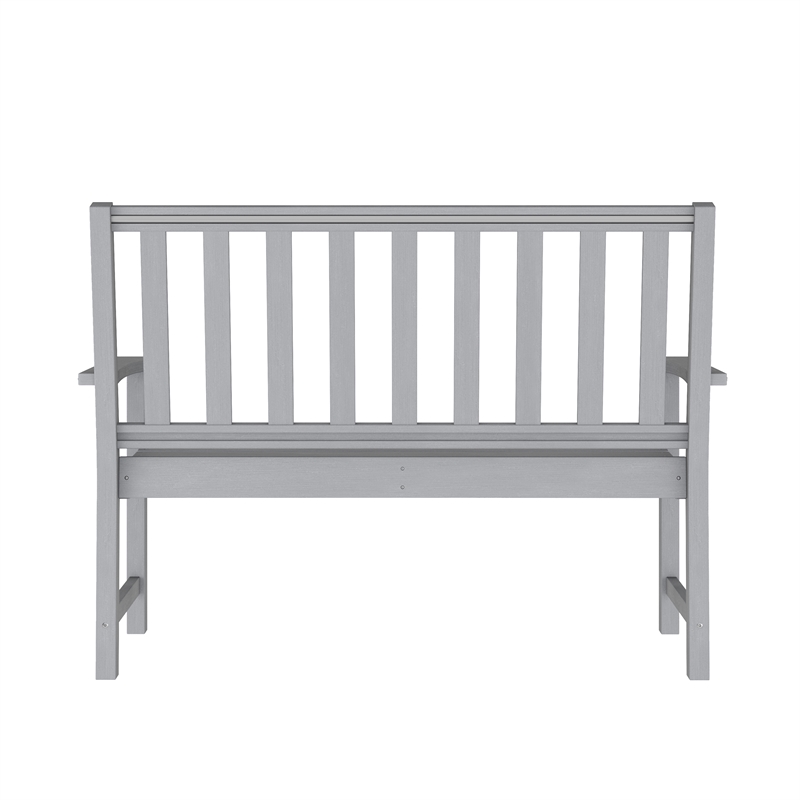 All Weather Heavy Duty Commercial Recycled HDPE Bench with Curved Seat in Gray